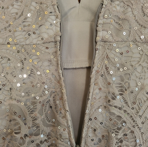 B. Darlin silver sequined v cut front, low cut back, prom/gown. Size 3/4 - Picture 13 of 16